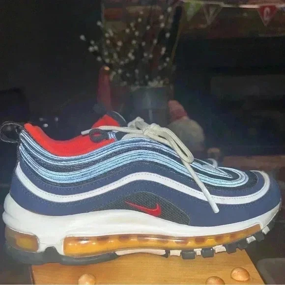 Nike Air Max 97 Midnight Navy Habanero Red 921522-402 size 5 Y= Women’s 6.5 - Picture 2 of 10